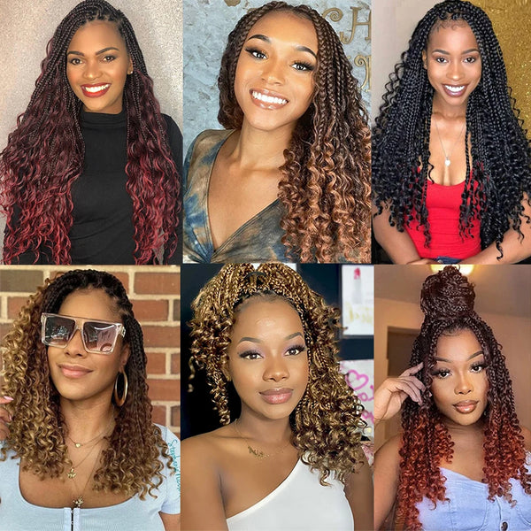 Jayfans Synthetic Boho Goddess Crochet Box Braids with Curly Ends
