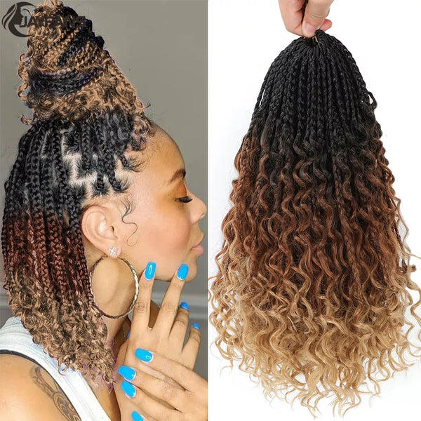 Jayfans Synthetic Boho Goddess Crochet Box Braids with Curly Ends