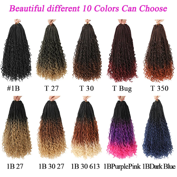 Jayfans Synthetic Boho Goddess Crochet Box Braids with Curly Ends