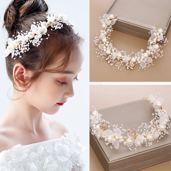 Elegant Pearl Flower Wreath Headdress