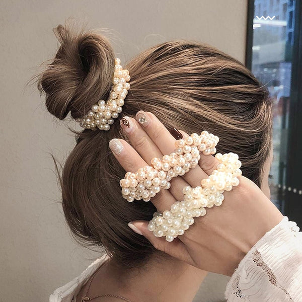 RuoShui Elegant Pearl Ponytail Scrunchie