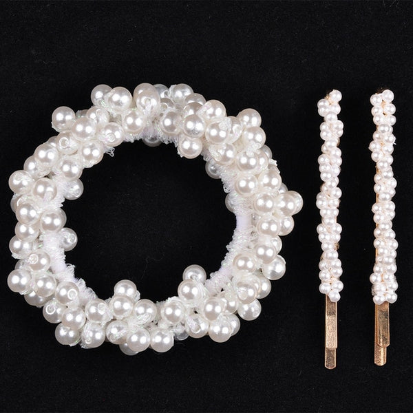 RuoShui Elegant Pearl Ponytail Scrunchie