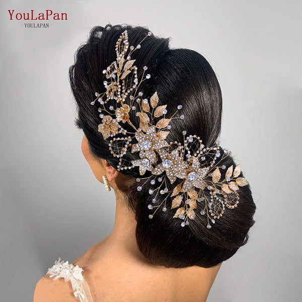YouLaPan Flower Leaf Bridal Hair Accessory