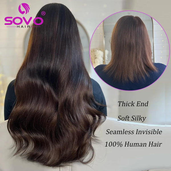 SOVO 100% Remy Human Hair Extension 100gr or 200gr Clip-Ons