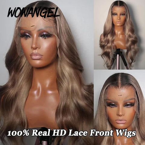 Wowangel Brazilian 28in Glueless Ash Blonde HD Remy Human Hair Wig