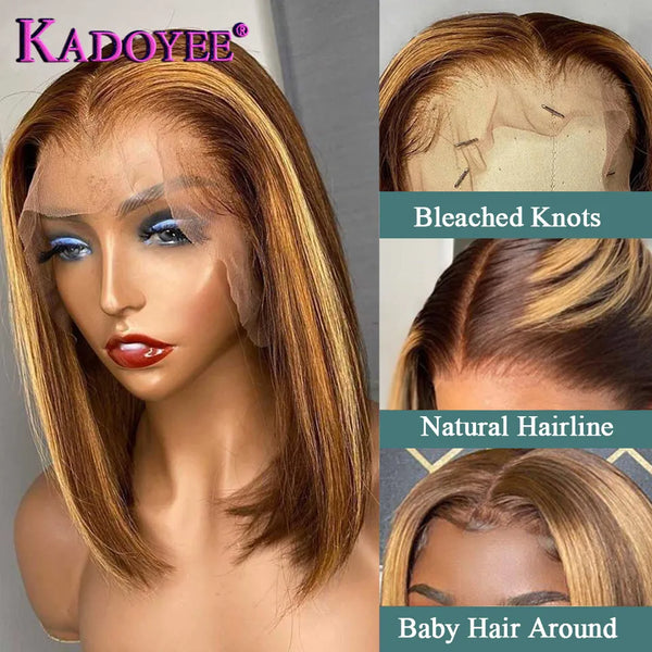 Kadoyee Brazilian Lace Front Highlight Human Hair Wig