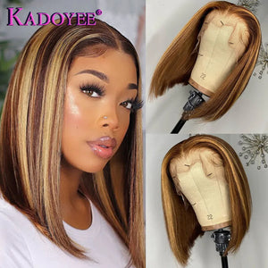 Kadoyee Brazilian Lace Front Highlight Human Hair Wig