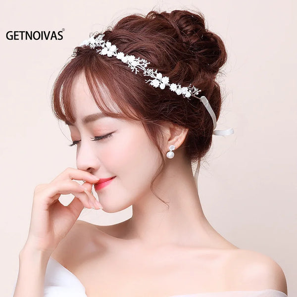 GETNOIVAS Bridal Flower Ribbon Headband