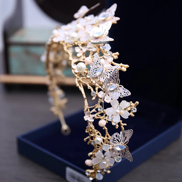 Luxury Crystal Pearl Butterfly Costume Jewelry Set