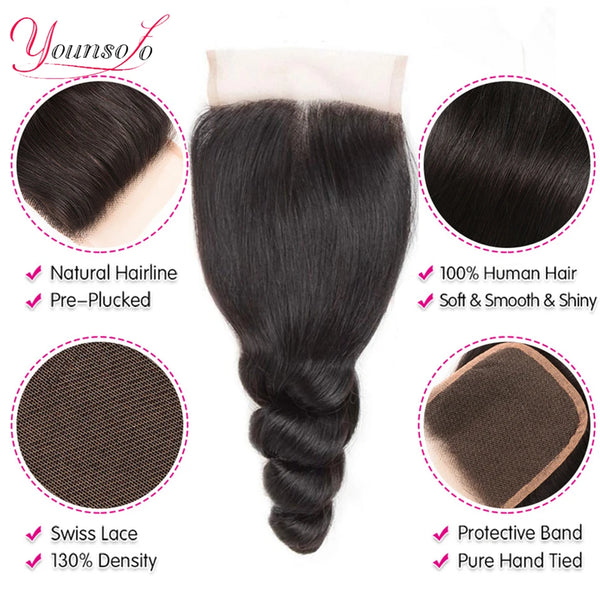 Younsolo Brazilian Loose Wave Human Hair Bundles