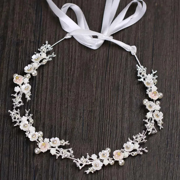 GETNOIVAS Bridal Flower Ribbon Headband