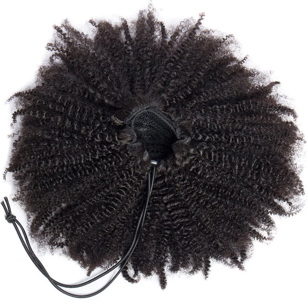 Alibele Mogolian Human Hair Kinky Curly Drawstring Ponytail