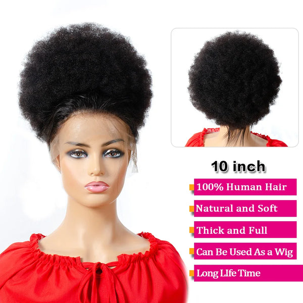 Aliballad Brazilian Afro Kinky Curly Drawstring Human Hair Ponytail