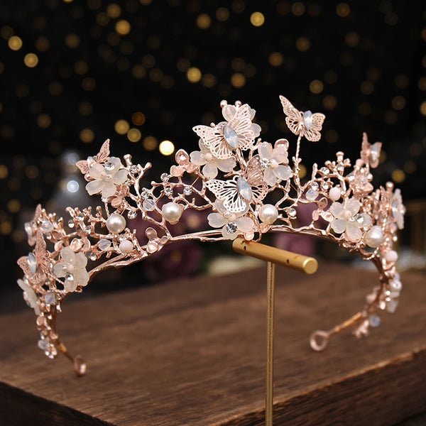 Luxury Crystal Pearl Butterfly Costume Jewelry Set