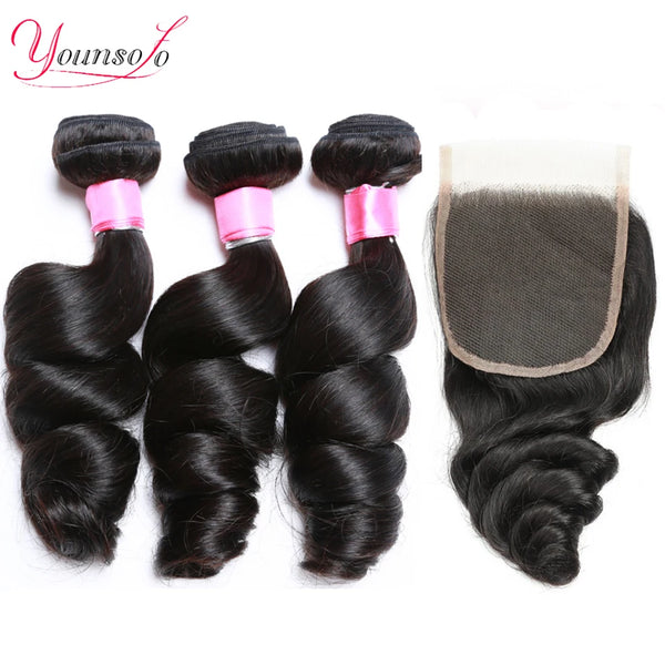 Younsolo Brazilian Loose Wave Human Hair Bundles