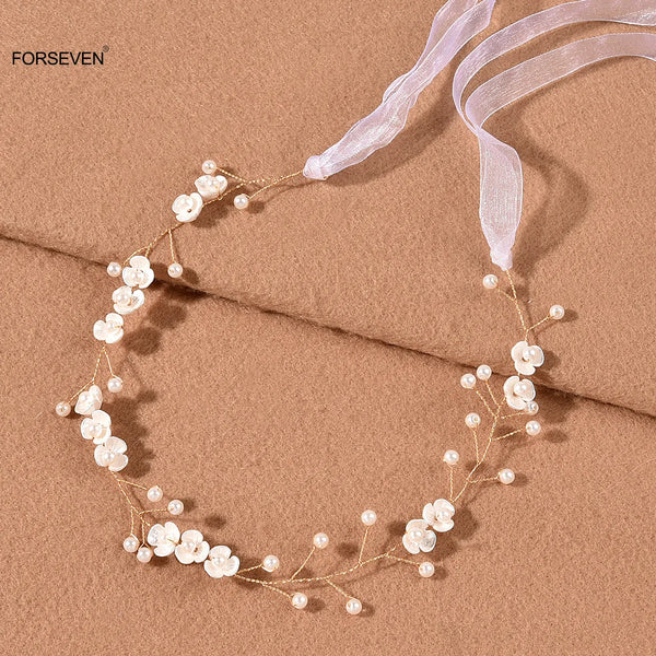 GETNOIVAS Bridal Flower Ribbon Headband