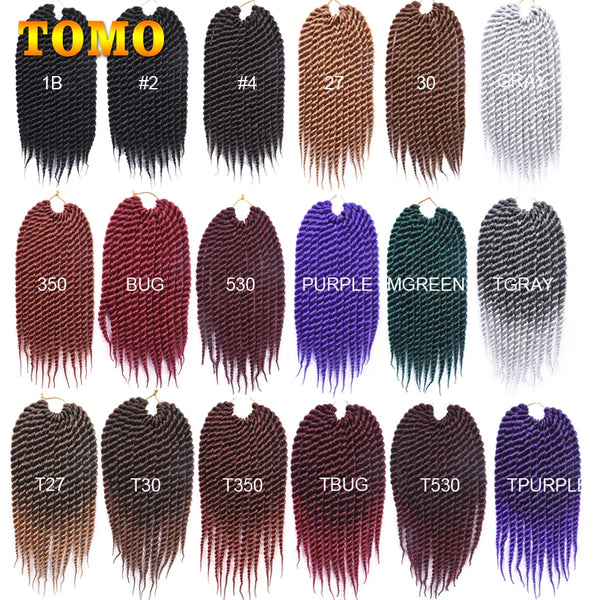TOMO 12" 18" Synthetic Senegalese Crochet Hair Extensions