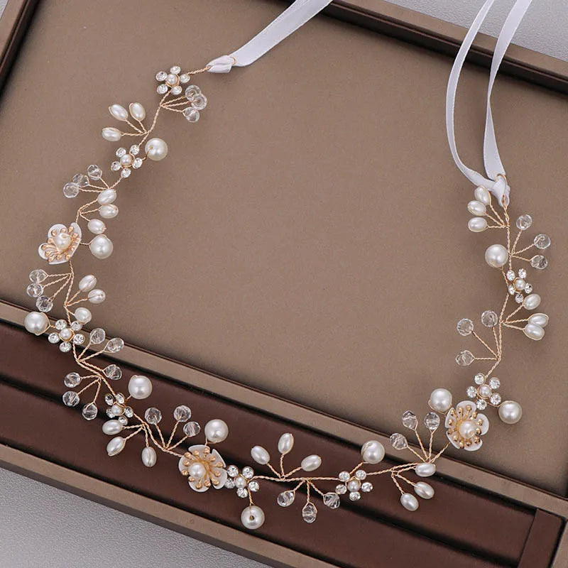 GETNOIVAS Bridal Flower Ribbon Headband