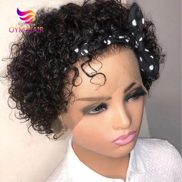 OYM Hair Brazilian Water Wave Pixie Cut Remy Human Hair Wig