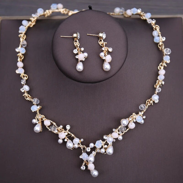 Forseven Luxury Crystal Beads Pearl Butterfly Costume Jewelry