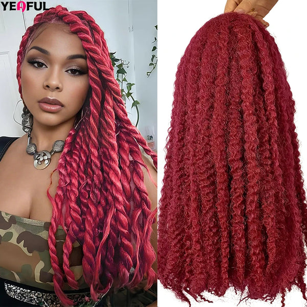 Yeaful 18 Inch Synthetic Pre Looped Marley Twists Crochet Hair
