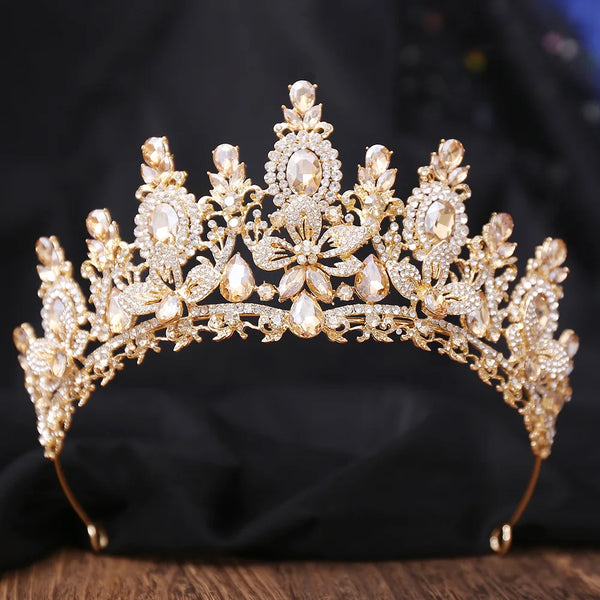 George Black Baroque Luxury Water Drop Flower Bridal Tiara