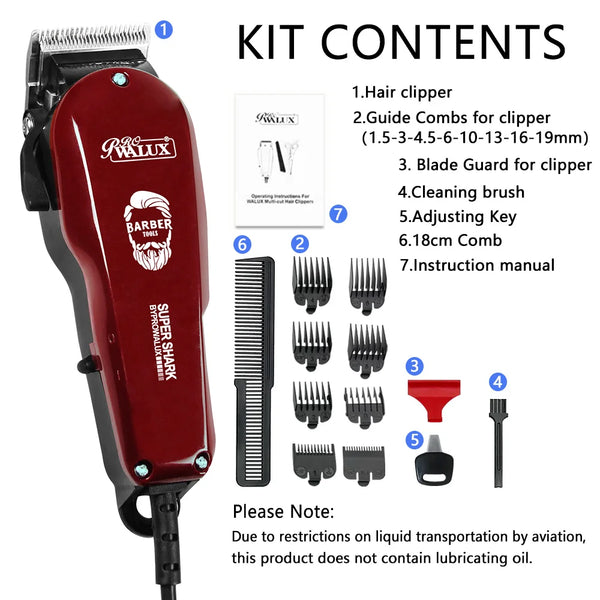WALUX Professional AC220-240V Hair Clipper/Trimmer