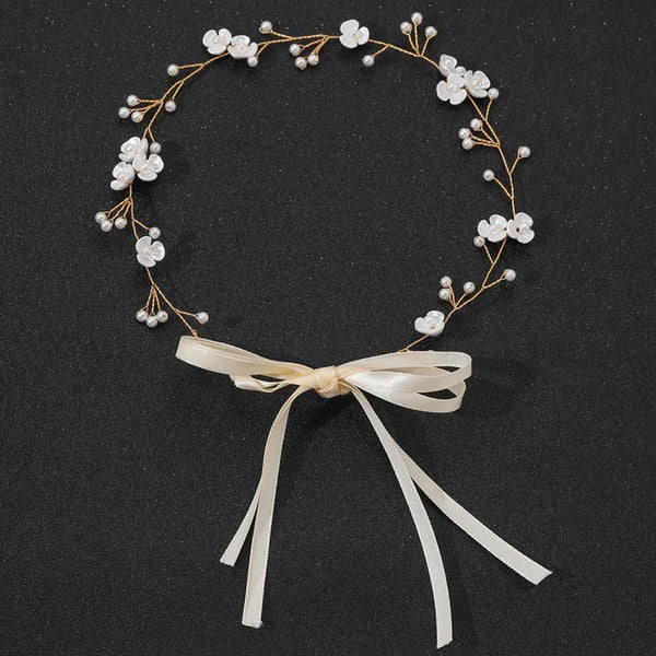 GETNOIVAS Bridal Flower Ribbon Headband