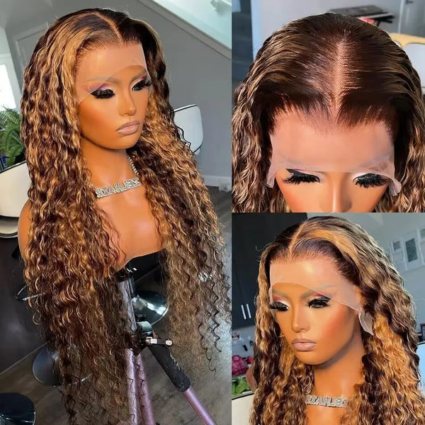 Hairacle Brazilian Honey Blonde Deep Wave Remy Lace Front Human Hair Wig