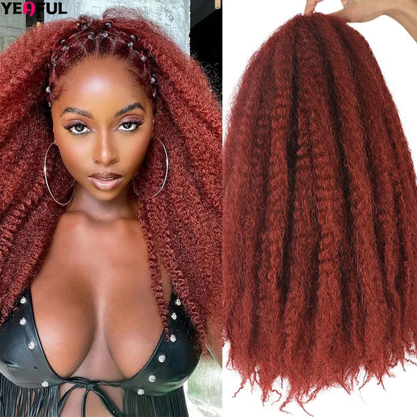 Yeaful 18 Inch Synthetic Pre Looped Marley Twists Crochet Hair