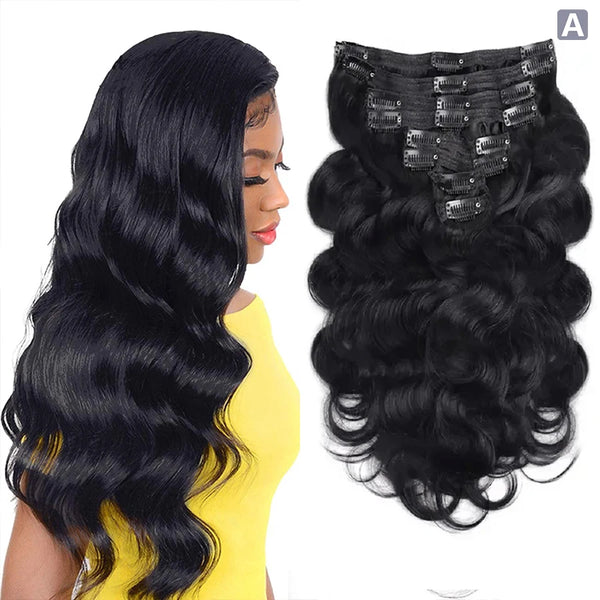 Eotltiue Brazilian Body Wave Remy Human Hair 8PC/Set Clip In Extensions
