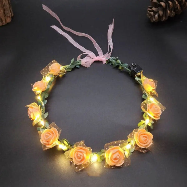 LED Light Foam Rose Flower Tiara Headband