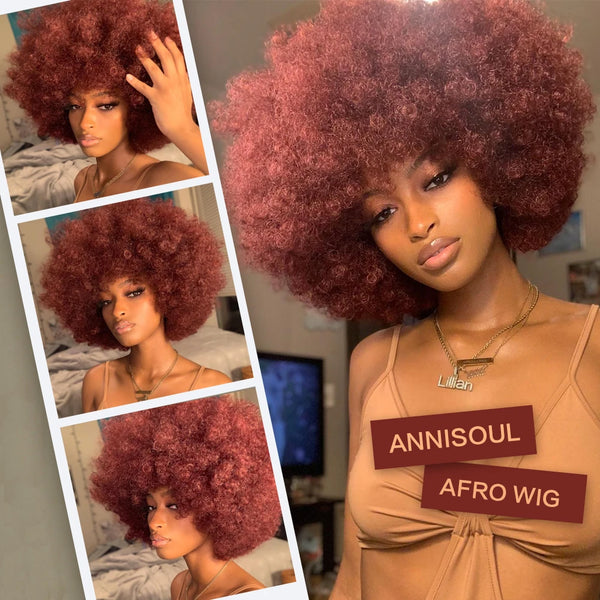Annisoul Synthetic Kinky Curly Afro Wig