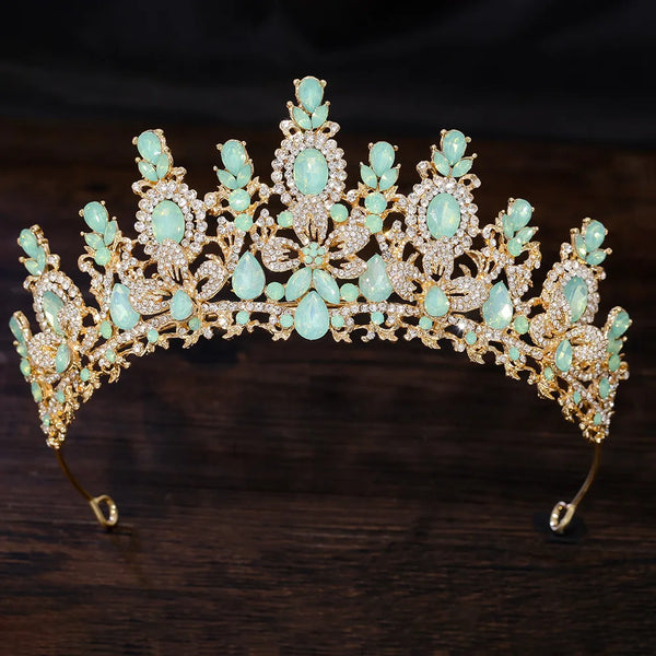 George Black Baroque Luxury Water Drop Flower Bridal Tiara
