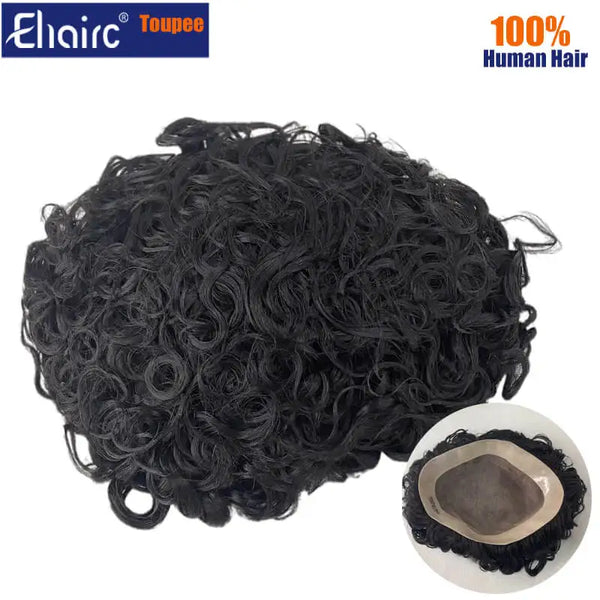 Ehairc 100% Curly Breathable Durable Human Hair Prosthesis