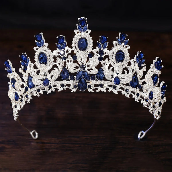 George Black Baroque Luxury Water Drop Flower Bridal Tiara