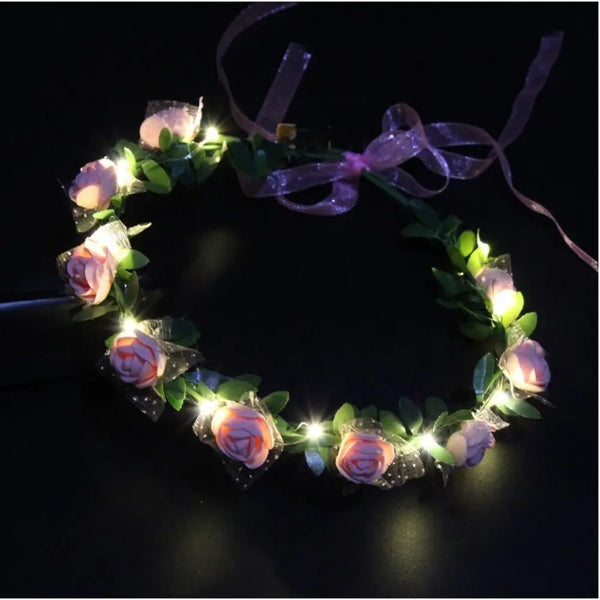 LED Light Foam Rose Flower Tiara Headband