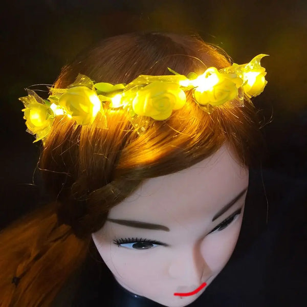 LED Light Foam Rose Flower Tiara Headband