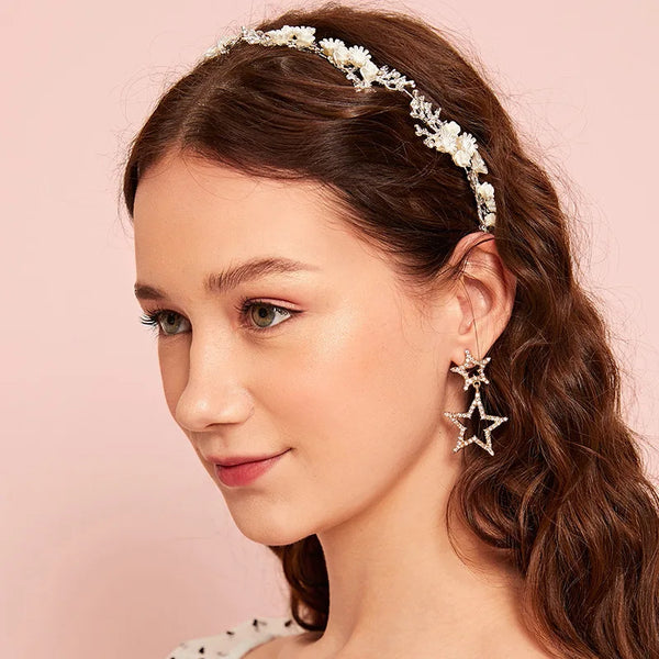 GETNOIVAS Bridal Flower Ribbon Headband