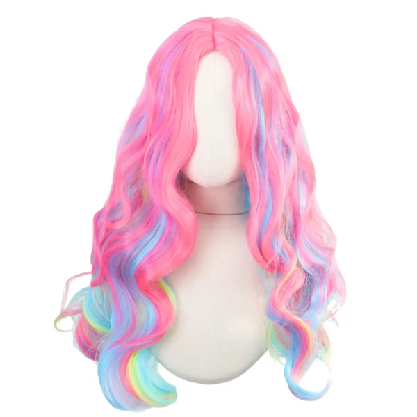 Mixed Color Gradient Anime Cosplay Synthetic Wig
