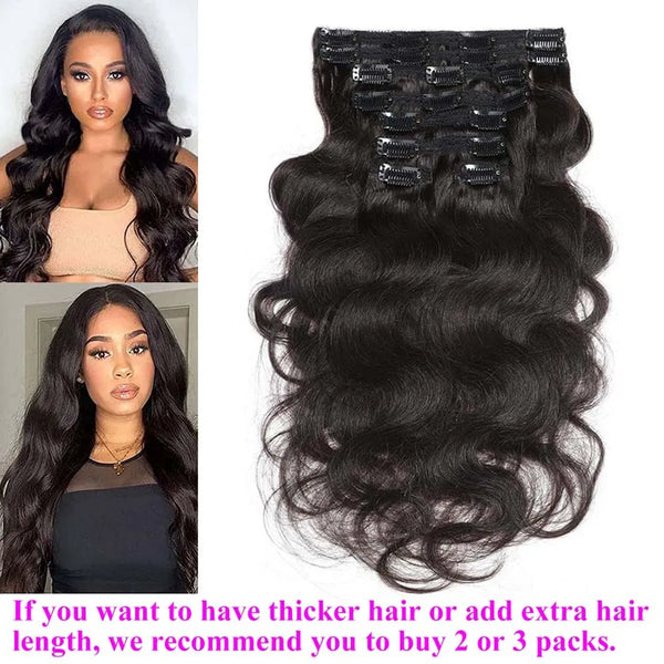 Yeslestm Brazilian Clip in Virgin Body Wave Hair Extensions