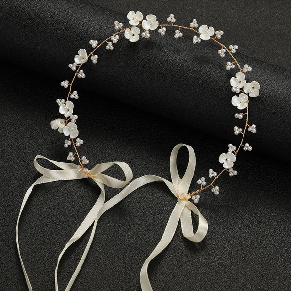 GETNOIVAS Bridal Flower Ribbon Headband