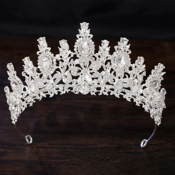 George Black Baroque Luxury Water Drop Flower Bridal Tiara