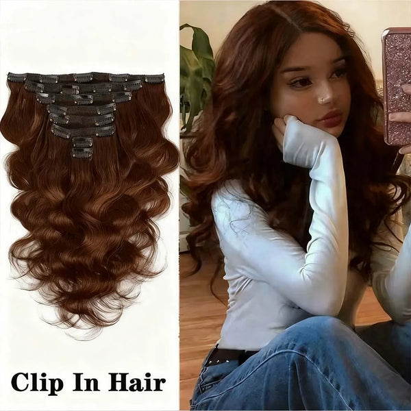 Yeslestm Brazilian Clip in Virgin Body Wave Hair Extensions
