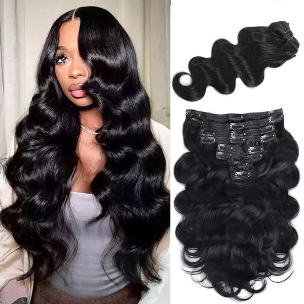 Yeslestm Brazilian Clip in Virgin Body Wave Hair Extensions