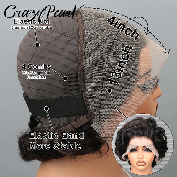 CrazyPearl Brazilian Pixie Cut Remy Human Hair Wig