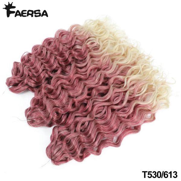 Faersa Synthetic Deep Wavy Twist Colorful Crochet Hair