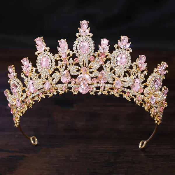 George Black Baroque Luxury Water Drop Flower Bridal Tiara
