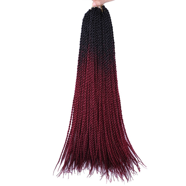 Budabudabuda Synthetic 24in Pre-Looped Ombre Box Crochet Braiding Hair Extensions