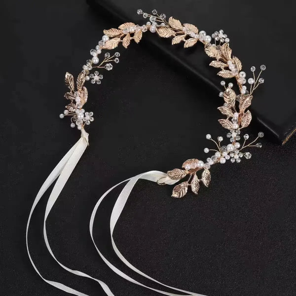 GETNOIVAS Bridal Flower Ribbon Headband